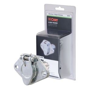 Curt 6-Way Round Connector Socket (Vehicle Side, Packaged) - 58091