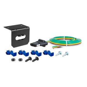 Curt 4-Way Flat Connector Socket with Hardware (Vehicle Side, Packaged) - 58345