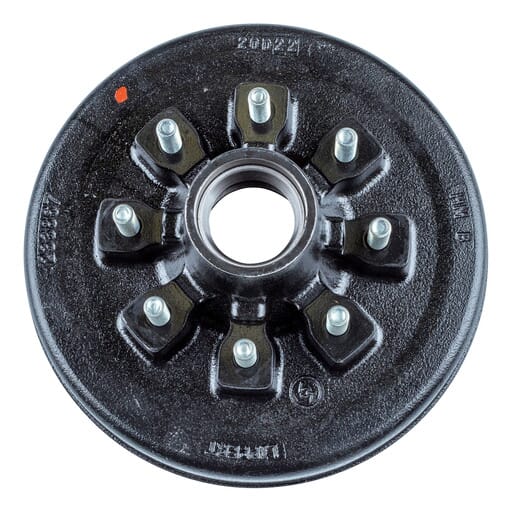 Lippert® 12" Brake Drum Hub Assembly for 7,000-lb. Axle - 8 on 6.5", 9/16" Stud with Bearing Kit - 814213
