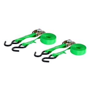 Curt 15' Dark Green Cargo Straps with S-Hooks (300 lbs, 2-Pack) - 83015