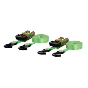 Curt 16' Lime Green Cargo Straps with S-Hooks (1,100 lbs, 2-Pack) - 83028