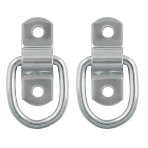 Curt 1" x 1-1/4" Surface-Mounted Tie-Down D-Rings (1,200 lbs, Clear Zinc, 2-Pack) - 83731